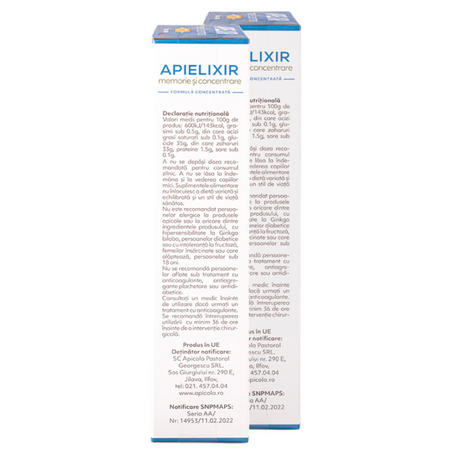 Memorie si concentrare Apielixir, 20 + 10 fiole x 10 ml, Albina Carpatina 723137