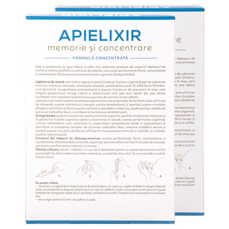 Memorie si concentrare Apielixir, 20 + 10 fiole x 10 ml, Albina Carpatina 723135