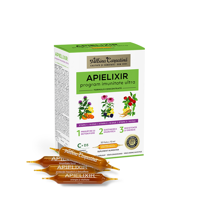 Apielixir program de imunitate ultra, 30 fiole x 10 ml, Albina Carpatina