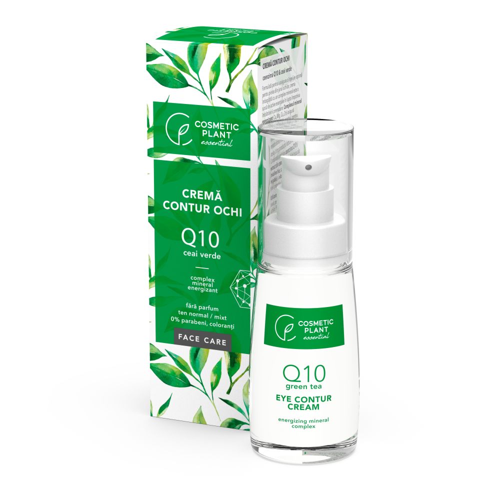 Crema contur ochi Q10, ceai verde si complex mineral energizant, 30 ml, Cosmetic Plant