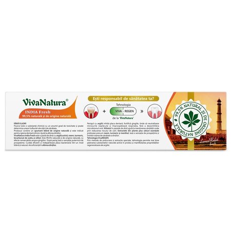 Pasta de dinti naturala cu neem si turmeric India Fresh, 80 ml, Vivanatura 710166