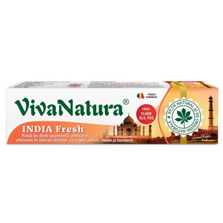 Pasta de dinti naturala cu neem si turmeric India Fresh, 80 ml, Vivanatura