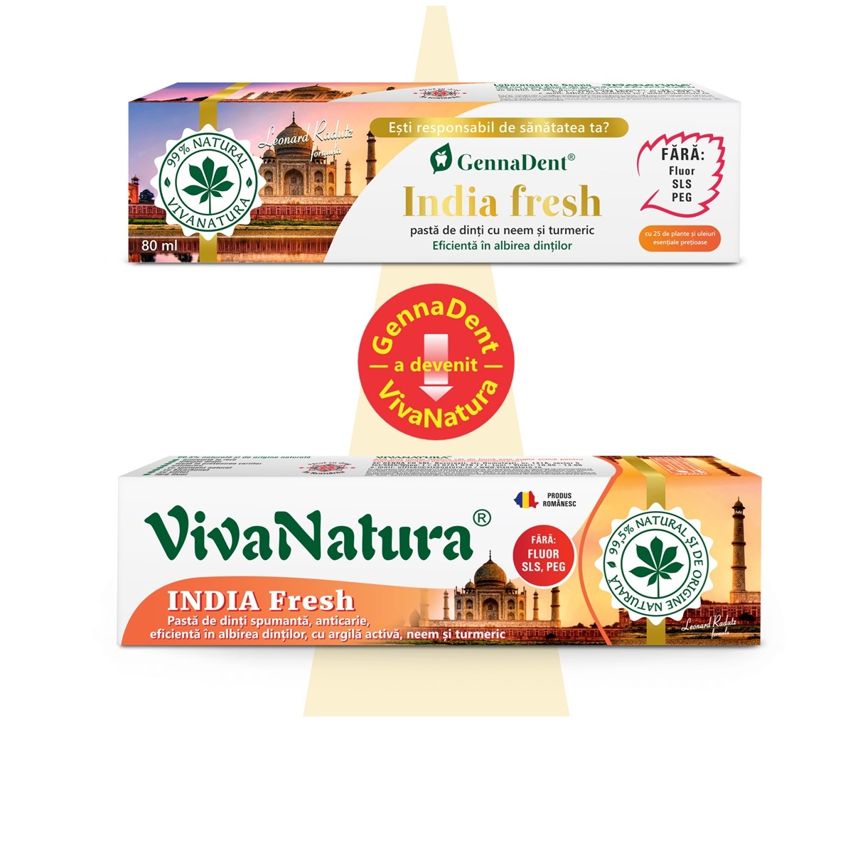 Pasta de dinti naturala cu neem si turmeric India Fresh, 80 ml, Vivanatura