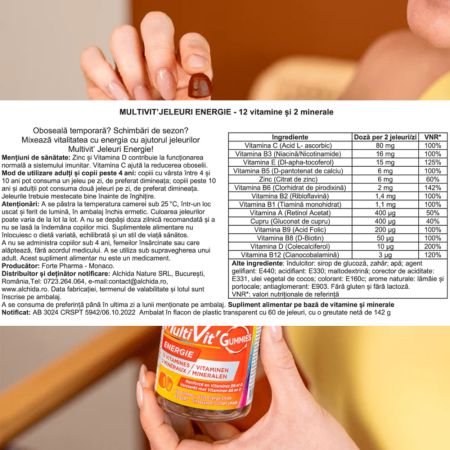 Jeleuri cu multivitamine Multivit Energie, 60 jeleuri, Forte Pharma 705689