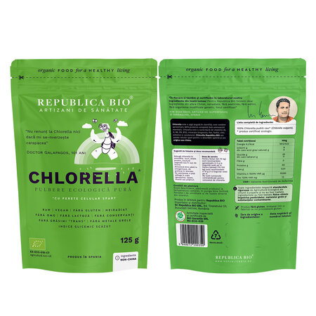 Pulbere ecologica Chlorella, 125 g, Republica Bio 701818