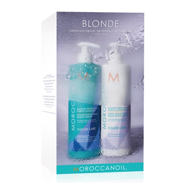 Pachet Duo Blonde Perfecting Purple Sampon, 500 ml + Balsam , 500 ml, Moroccanoil