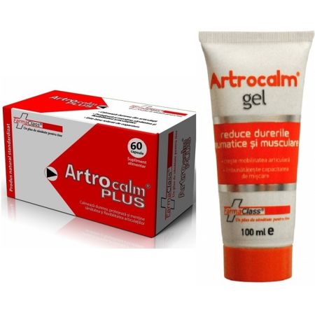 Artrocalm Plus, 60 capsule + Artrocalm gel pentru dureri reumatice si musculare, 100 ml, FarmaClass