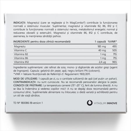 MagCombo Complex Magneziu, 940 mg, 20 capsule, Vitaslim 653525