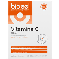 Vitamina C cu aroma de fructe de padure, 500 mg, 30 comprimate masticabile, Bioeel
