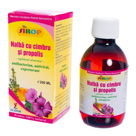 Sirop de nalba cu cimbru si propolis, 200 ml, Elidor