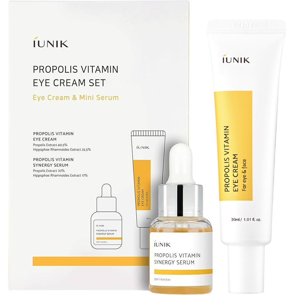 Pachet Propolis Vitamin Crema contur de ochi, 30 ml + Ser de fata 15 ml, Iunik