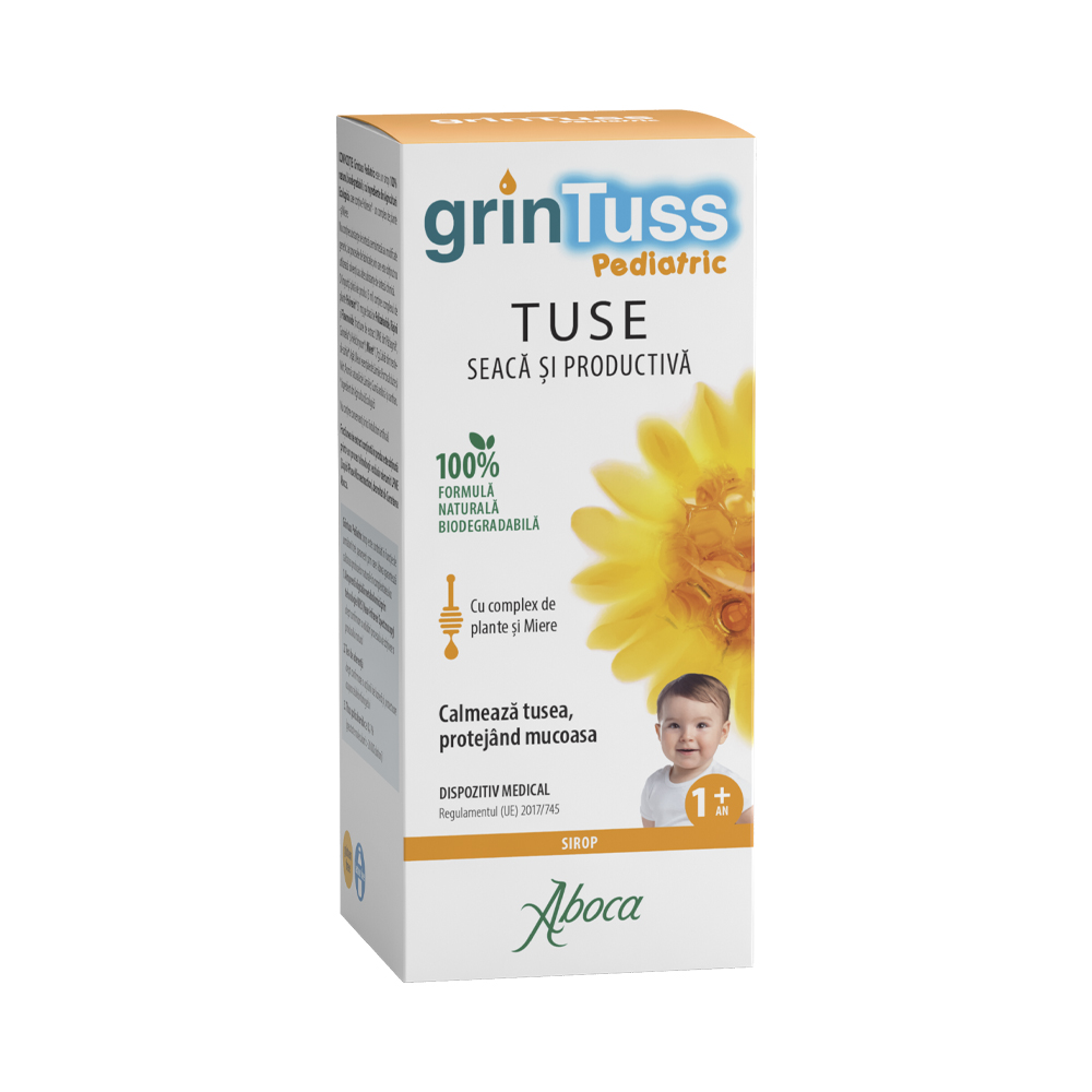 Sirop de tuse din plante pentru copii GrinTuss Pediatric, 180 ml, Aboca