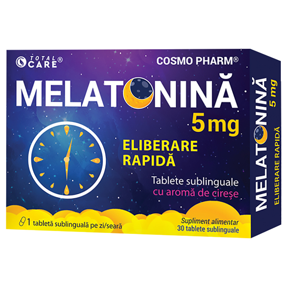 Melatonina eliberare rapida, 5 mg, 30 tablete sublinguale, Cosmo Pharm