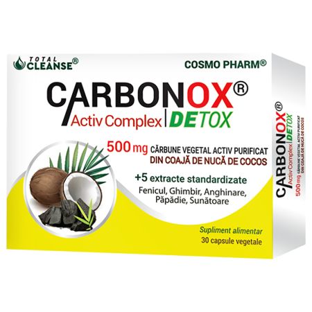 Bio Carbonox Activ Complex Detox, 500 mg, 30 capsule vegetale, Cosmo Pharm