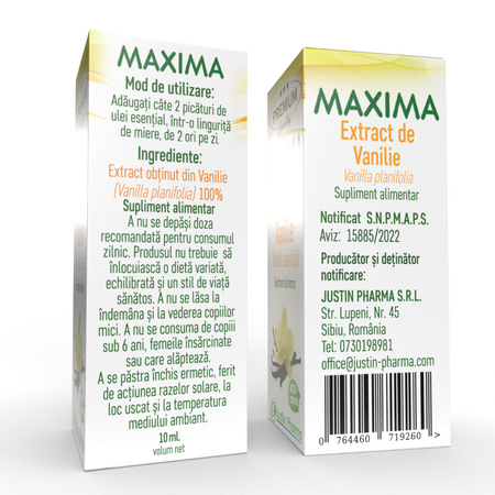 Extract de vanilie Maxima, 10 ml, Justin Pharma 720342