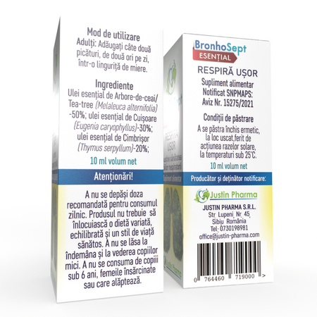 BronhoSept Esential Respira usor, 10 ml, Justin Pharma 720259