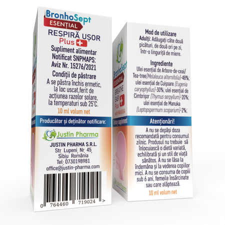 BronhoSept Respira usor Plus, 10 ml, Justin Pharma 720293