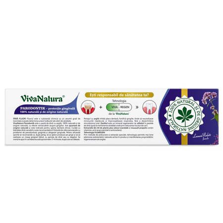 Pasta de dinti naturala cu argila activa si zeolit Parodontik, 80 ml, Vivanatura 709609