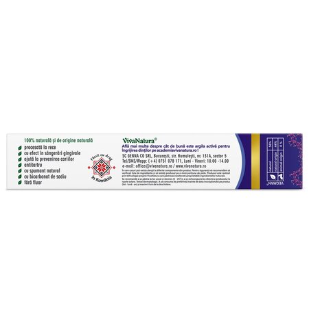 Pasta de dinti naturala cu argila activa si zeolit Parodontik, 80 ml, Vivanatura 709610