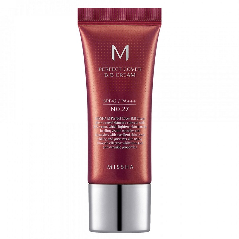 BB Cream M cu SPF42/PA+++, nuanta 27/Bej miere Perfect Cover, 20 ml, Missha