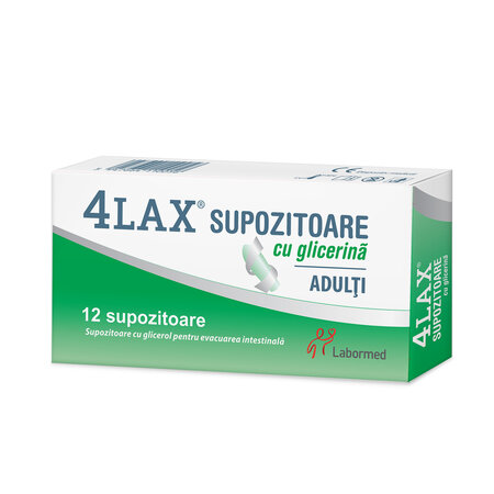 Supozitoare cu glicerina pentru adulti 4Lax, 12 bucati, Labormed 617183