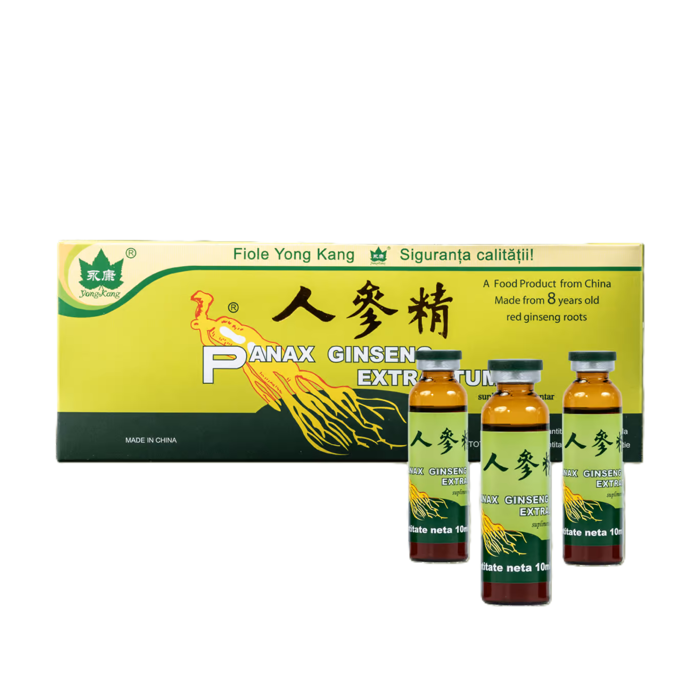 Panax Ginseng extractum, 10 fiole, Yongkang International China