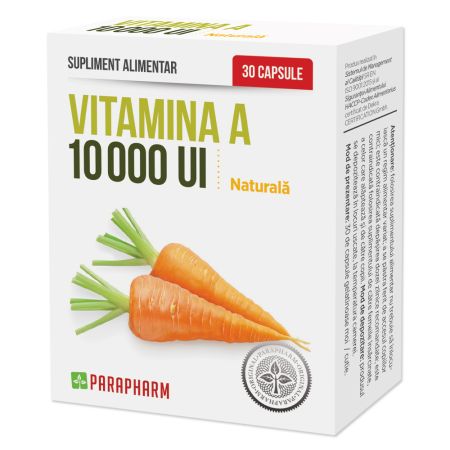 Vitamina A, 10000 UI, 30 capsule, Parapharm