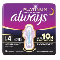 Absorbante de noapte Platinum Secure Night, Marimea 4, 5 bucati, Always