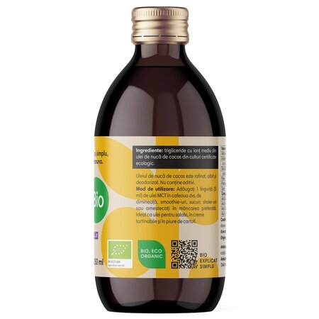 Ulei de cocos fractionat MCT Bio, 250 ml, Pronat 737647