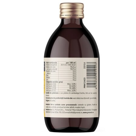 Ulei de cocos fractionat MCT Bio, 250 ml, Pronat 737646