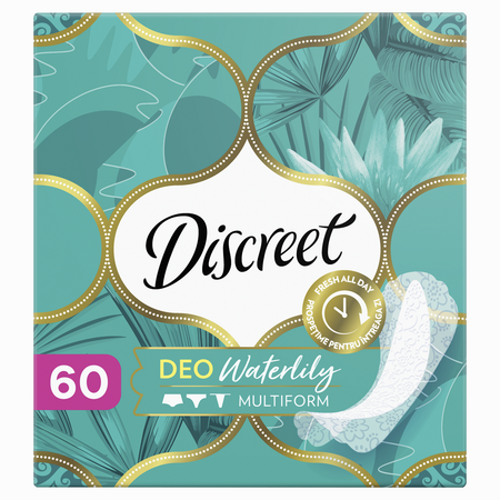 Absorbante zilnice subtiri si parfumate Waterlily, 60 bucati, Discreet