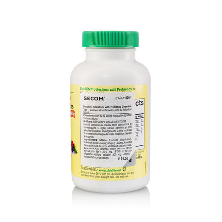 Colostrum with Probiotics ChildLife Essentials, 92 tablete, Secom 724951