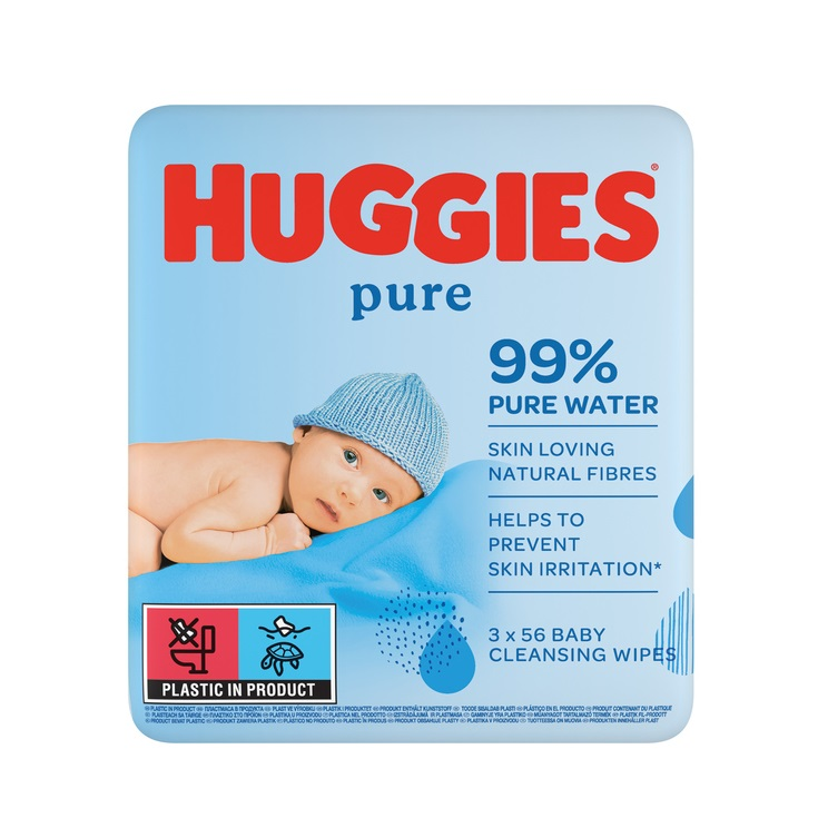 Pachet Servetele umede Pure, 3 x 56 bucati, Huggies