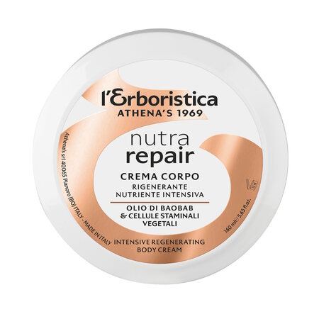 Crema de corp vegana cu ulei de baobab si celule stem din plante Nutra Repair, 160 ml, L'erboristica 710399