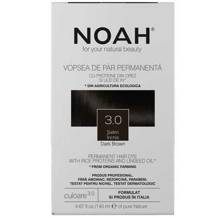 Vopsea de par naturala, Saten inchis, 3.0, 140 ml, Noah