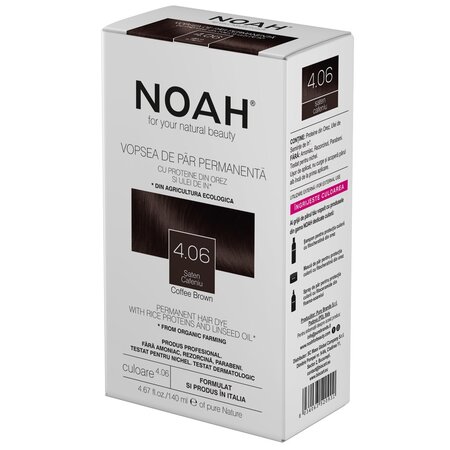 Vopsea de par naturala nuanta 4.06 Saten cafeniu, 140 ml, Noah 601821