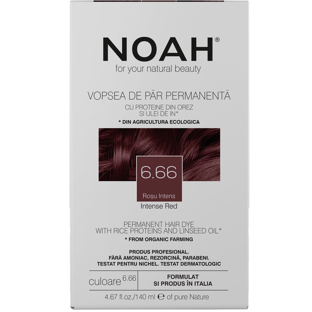 Vopsea de par naturala, Blond roscat inchis, 6.66, 140 ml, Noah