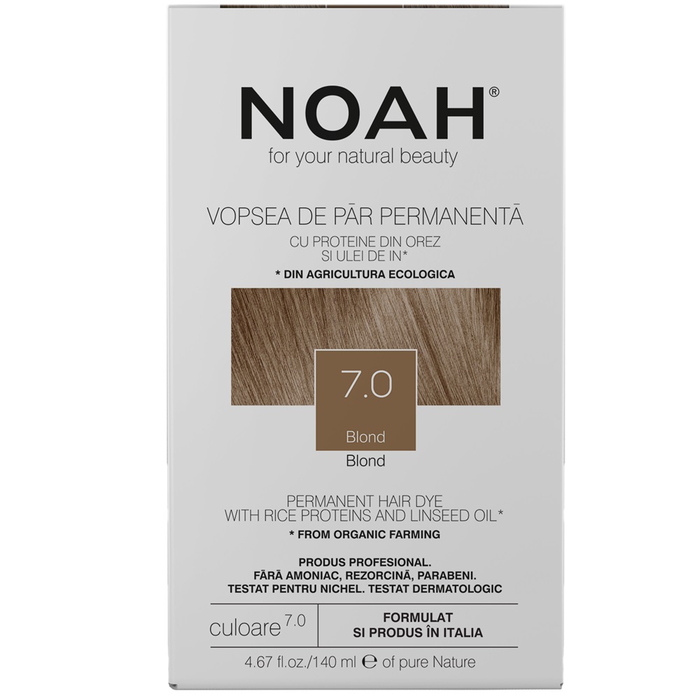 Vopsea de par naturala, Blond, 7.0, 140 ml, Noah