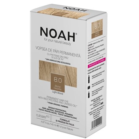 Vopsea de par naturala, Blond deschis, 8.0, 140 ml, Noah 601835