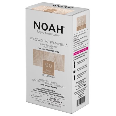 Vopsea de par permanenta, Blond foarte deschis, 9.0, 140 ml, Noah 601837
