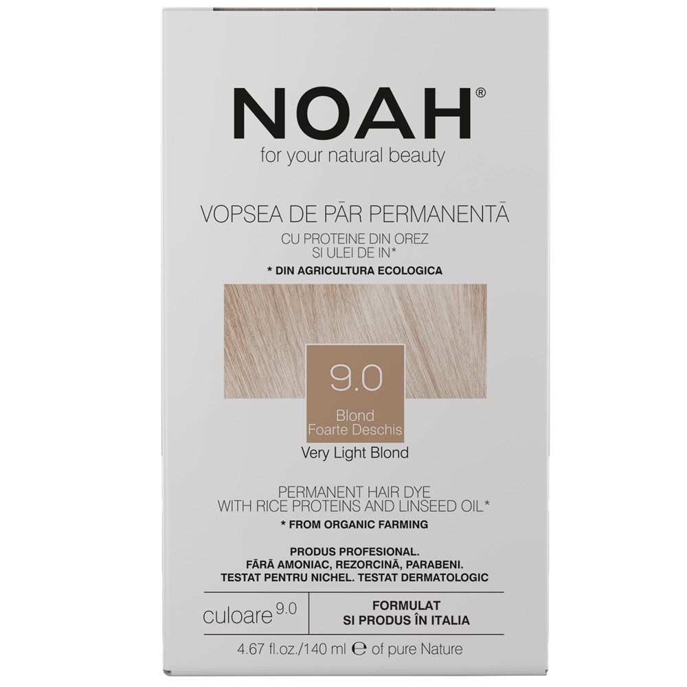 Vopsea de par naturala, Blond foarte deschis, 9.0, 140 ml, Noah