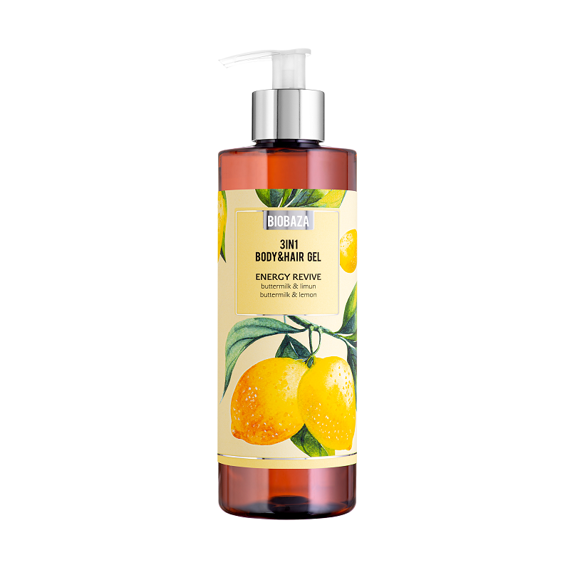 Sampon si gel de dus cu parfum natural de Lemon Buttermilk, Energy Revive, 400 ml, Biobaza