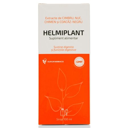 Sirop cu extracte de cimbru, nuc, chimen si coacaz negru Helmiplant, 100 ml, Eurofarmaco 704605