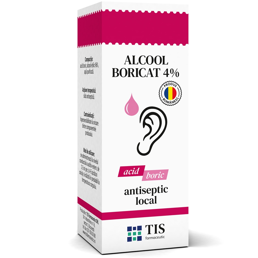 Alcool boricat, 4%, 25 ml, Tis Farmaceutic