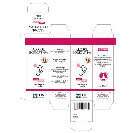 Alcool boricat, 4%, 25 ml, Tis Farmaceutic 708302