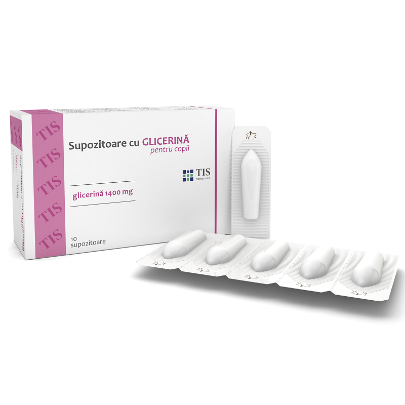 Supozitoare pentru copii cu Glicerina 1400mg, 10 supozitoare, Tis Farmaceutic