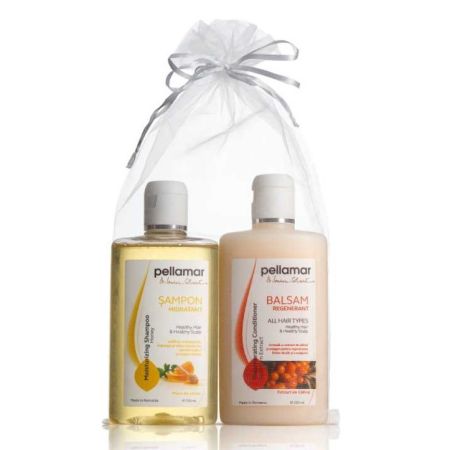 Sampon hidratant cu miere de albine Beauty Hair, 250 ml + Balsam regenerant cu ulei de catina Beauty Hair, 250 ml, Pellamar