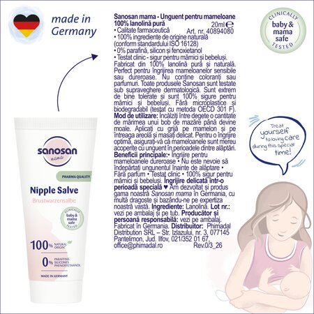Unguent pentru mameloane Mama, 20 ml, Sanosan 737626
