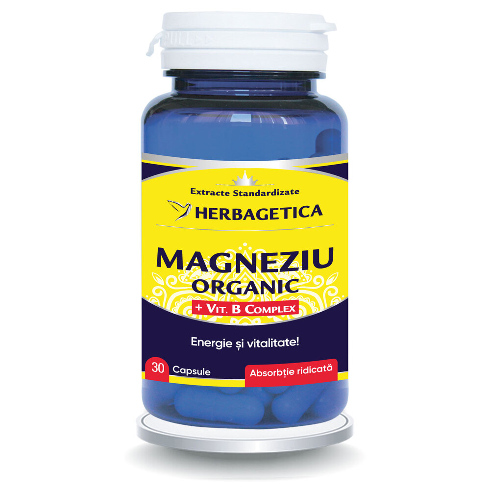 Magneziu Organic cu Vitamina B complex, 30 capsule, Herbagetica