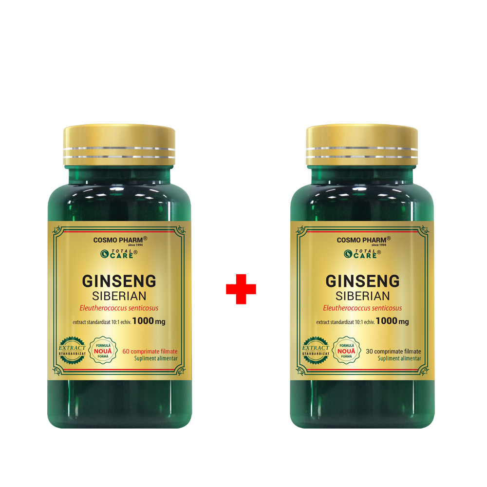 Pachet Ginseng Siberian, 60 + 30 tablete, Cosmopharm